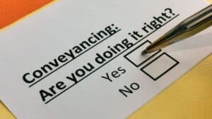Conveyancing survey question about doing it right with Yes or No options.