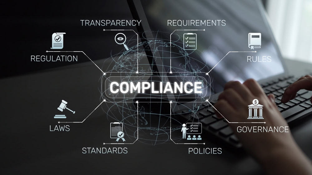 Digital compliance concepts for landlords including rules, laws, and standards.
